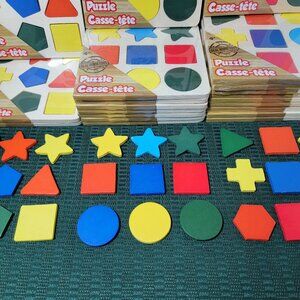 Wood Puzzles for Learning Shapes and Colors Package of 21